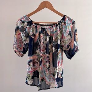 DNA Couture, small, dark blue with vibrant colors of flowers & paisley pattern